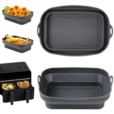 Afbeelding van Yokuni Accessoires voor luchtfriteuse, 2 stuks, herbruikbare gemakkelijk te reinigen, stabiele bakplaten, geschikt magnetron, oven