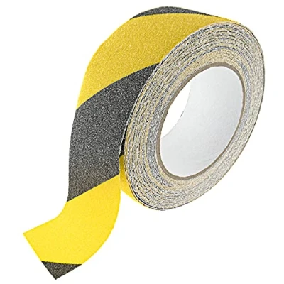 Afbeelding van SeKi antislip plakband, antislip, zwart/geel, 50 mm x 10 meter, veiligheidsband voor trappen, treden, tegels, hellingen, ladder of vloerbedekking, tape zelfklevend