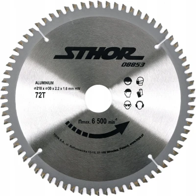 Afbeelding van STHOR Cirkelzaagblad Ø210 mm 72 T binnendiameter 30 Voor Aluminium