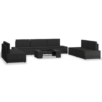 Afbeelding van 8 delige Loungeset poly rattan zwart