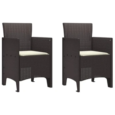 Afbeelding van vidaXL Tuinmeubels met Kussens 2 stuks Bruin Poly Rattan