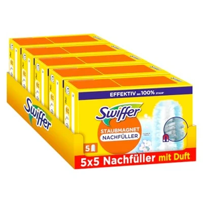 Afbeelding van Swiffer Reserveonderdelen voor plumeau met Ambipur geur, vangt stof op en bindt stof, 25 stuks (5 x 5)