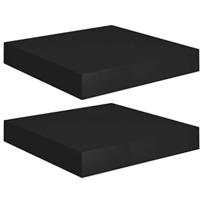 Afbeelding van Wandschappen zwevend 2 st 23x23,5x3,8 cm MDF zwart