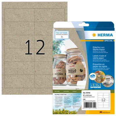 Afbeelding van Etiket HERMA 10754 97x42.3mm silphie bruin 240stuks