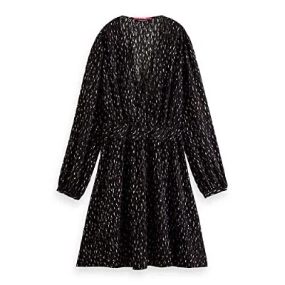 Afbeelding van Scotch &amp; Soda Jurk Wrapped Short Dress Met Stippen En Ruches Zwart Maat L