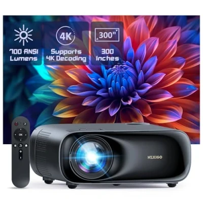 Afbeelding van NexiGo PJ40 (Gen 3) Projector met WiFi en Bluetooth, D65 Gekalibreerd, Native 1080P, Ondersteuning voor 4K, Buitenfilms, 20W Speakers, Compatibel TV Stick, iOS, Android