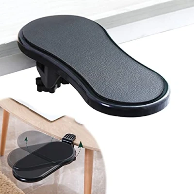Afbeelding van Computer verstelbare armsteun steunbeugel, ergonomische muis arm elleboogsteun pad, ondersteuning voor toetsenbord extender roterende muismat houder tafel, kantoor, stoel, bureau (zwart)