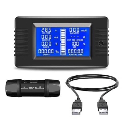 Afbeelding van DollaTek Lcd display, DC accumonitor, meter, 0 200 V, voltmeter, ampèremeter voor auto&#039;s, campers, zonne systeem