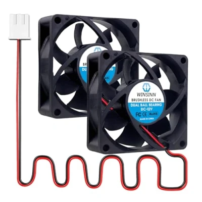 Afbeelding van WINSINN DC 70mm Fan 12V 7025 Dual Kogellager Borstelloze Koeling 70x25mm 2PIN (Pack van 2 stuks)