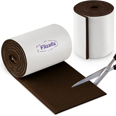Afbeelding van Filzada® 2x zelfklevende viltglijders rol (100 x 10 cm) bruin professionele meubelglijders vilt met ideale kleefkracht
