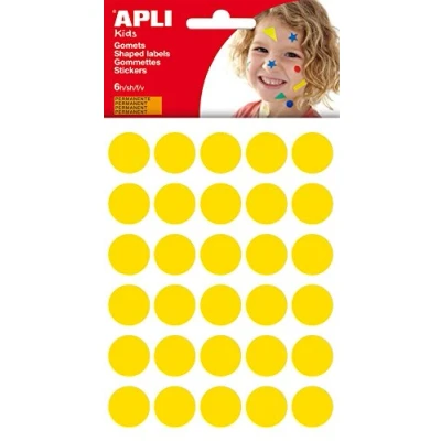Afbeelding van Apli Kids stickers, cirkel diameter 20 mm, blister met 180 stuks, geel stickers