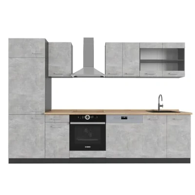 Afbeelding van Vicco Complete keukeneenheid R Line, Beton/antraciet, 300 cm , WB Eik