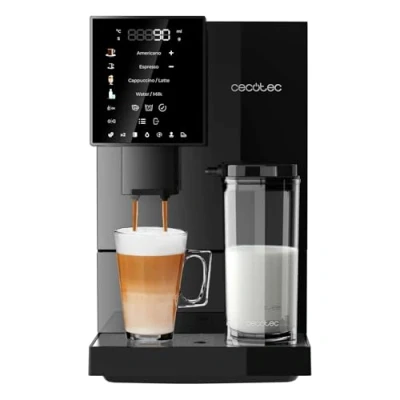 Afbeelding van Cecotec Superautomatisch koffiezetapparaat Cremmaet Compactccino Black, 19 bar, thermoblock systeem, vers gemalen bonen met plug &amp; play, 150 g koffiebonentankmolen, 1,1 l watertank, 400 ml melk