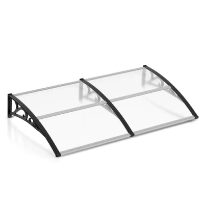 Afbeelding van EINFEBEN Luifel voor voordeur, 200 x 100 cm, boogluifel, transparant, polycarbonaat, overkapping, 5 mm, PP houder, deurdak buiten, zonwering, regenbescherming