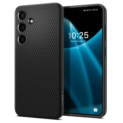 Afbeelding van Samsung Galaxy S24 Hoesje Siliconen en TPU (zacht) Spigen Backcover/Softcase Zwart Telefoonhoesje Shockproof/Valbescherming