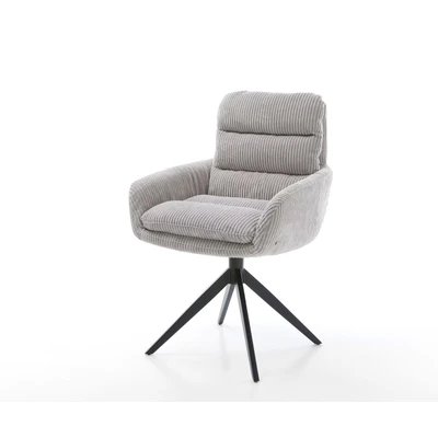 Afbeelding van DELIFE Draaistoel Abelia Flex met armleuning koord zilver grijs kruisframe breed zwart 360 draaibaar rocker functie
