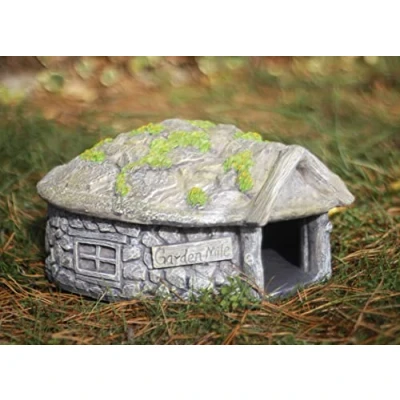 Afbeelding van Garden Mile Traditioneel egelhuis en overwinteringsschuilplaats met grijs graseffect opvallend roofdierbestendig habitat hobbit thuis veilige schuilplaats voor tuinegels dieren