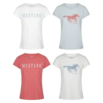 Afbeelding van Mustang Alexia C LOGO Tshirt print hellblau, Dames, Maat: Large, Hellblau