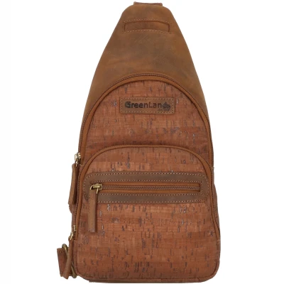 Afbeelding van GreenLand NATURE Rugzak leather cork Aan de rechterkant of links te dragen