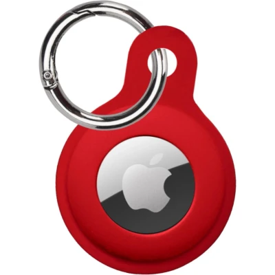 Afbeelding van Hoesje Geschikt voor Apple AirTag Sleutelhanger Hoes Siliconen Donkerrood
