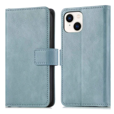 Afbeelding van Apple iPhone 14 Plus Hoesje Kunstleder iMoshion Bookcase Lichtblauw Telefoonhoesje