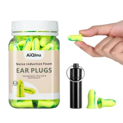 Afbeelding van AiQInu Oordopjes om in te slapen, gehoorbescherming, 40 paar, 38 dB SNR, superzachte schuimrubberen oordopjes, ideaal voor snurken, leren, reizen, concerten, geel, 80 teiliges Set