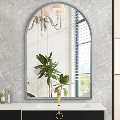 Afbeelding van HLFMVWE boog badkamerspiegel, metalen frame make upspiegel, dressoir spiegel, decoratieve spiegels voor woonkamer slaapkamer entree mantel 30 x 40 cm