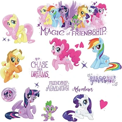 Afbeelding van RoomMates RMK3551SCS My Little Pony The Movie Peel &amp; Stick Muurstickers met glitter, veelkleurig, 8&quot;