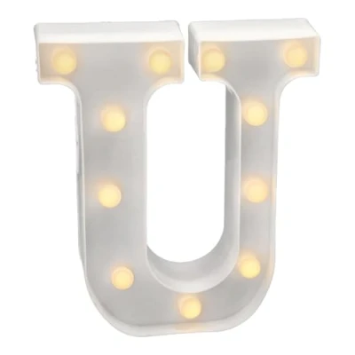 Afbeelding van JANDEI LED cijfers en letters, met warm wit licht voor decoratie sfeer, lichtgevende hart nachtverlichting naast het bed, verjaardagen, bruiloften, etalages. Op batterijen (U)