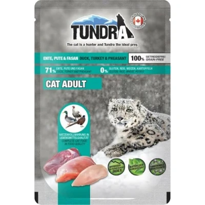 Afbeelding van Tundra kattenvoer natvoer pouchpack eend, kalkoen en fazant