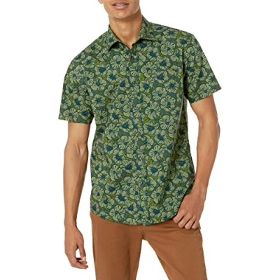 Afbeelding van Amazon Essentials Men&#039;s Shirt met korte mouwen, print en normale pasvorm, Olijfgroen Bloemen, S