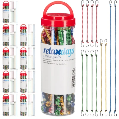 Afbeelding van Relaxdays 120 delige bagagespin set 4 groottes en kleuren spanelastiek spinhaak