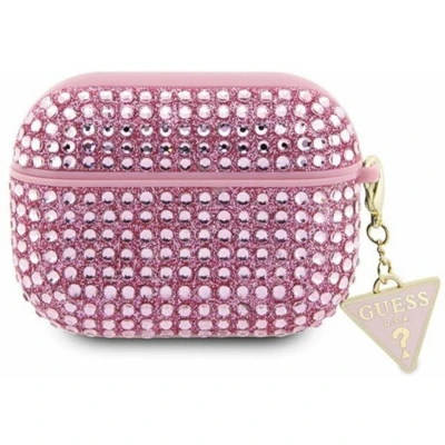 Afbeelding van Guess Rhinestones Triangle Logo Airpods Case Apple Pro Roze
