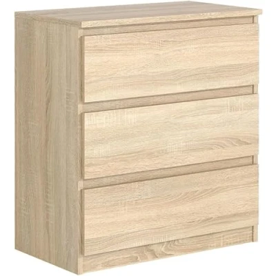 Afbeelding van MebLocker Commode met 3 laden, ideaal voor woonkamer, slaapkamer, kinderkamer, tienerkamer en kantoor, moderne elegante oplossing stijlvolle opslag organisatie (Sonoma eiken)