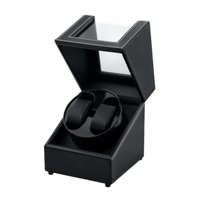 Afbeelding van Mcbazel Dual Watch Winder Box, USB DC Charging Automatic Double PU Leather Rotating Box