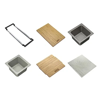 Afbeelding van Franke Universele accessoire all in set 4, snijplank, inzetbakje, afdruipmat en opbergbakje 112.0655.488
