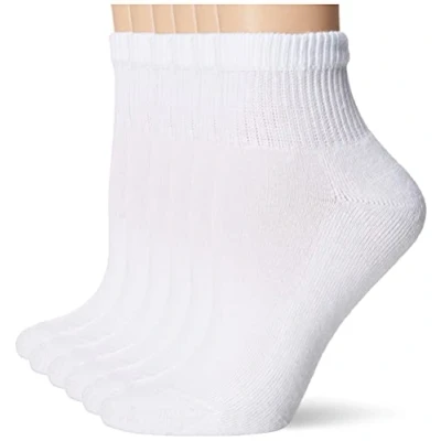 Afbeelding van Hanes Womens Ultimate Comfort teen naad enkelsokken Pack van 6, Wit, 5