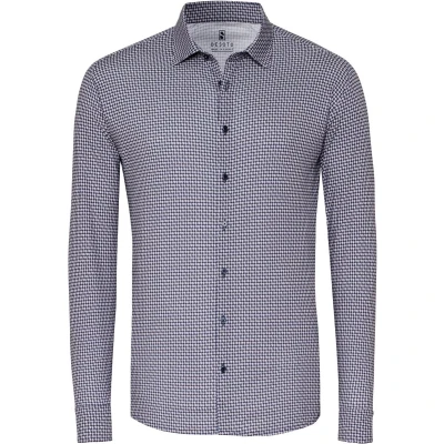 Afbeelding van Desoto Overhemd Timeless Elegance Print Donkerblauw maat XL Heren Overhemden Casual met Slim fit Pasvorm Super stretch
