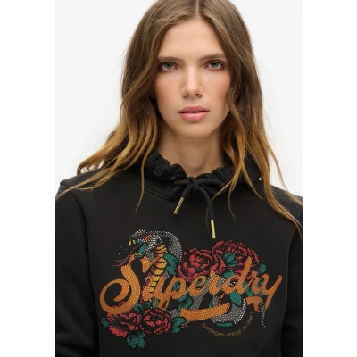 Afbeelding van Superdry Tattoo Script Graphic Hoodie, Dames, Maat: 42, Black