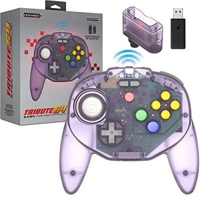 Afbeelding van Tribute 64 2.4 GHz Wireless Controller (Atomic Purple) (Retro bit)