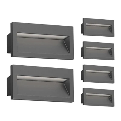 Afbeelding van ledscom.de 6 LED inbouw wandlamp NOLA, downlight voor buiten, IP54, antraciet mat, 140 x 70mm, warm wit