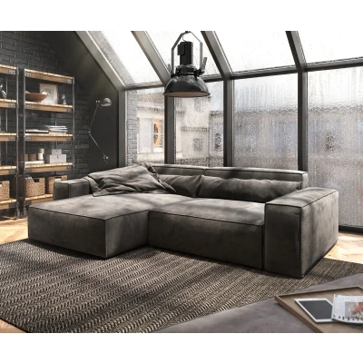 Afbeelding van Hoekbank Sirpio XL 270x170 cm microvezel kaki bruin recamiere variabele met kruk