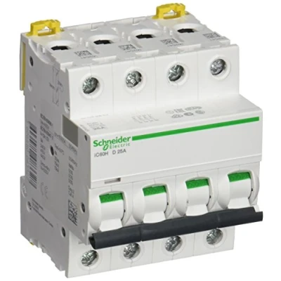 Afbeelding van Schneider electric ic60h installatieautomaat 4 polig 10ka 15ka d karakteristiek 25a 8 modulen a9f85425
