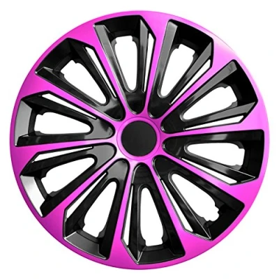 Afbeelding van NRM STRONG DUO Wieldoppen 14&quot; Set van 4 stuks / Kunststof Roze/Zwart