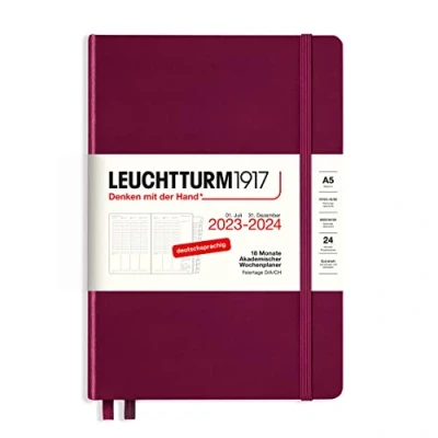 Afbeelding van LEUCHTTURM1917 367552 Academische weekplanner Medium (A5) 2024, 18 maanden, Port Red, Duits