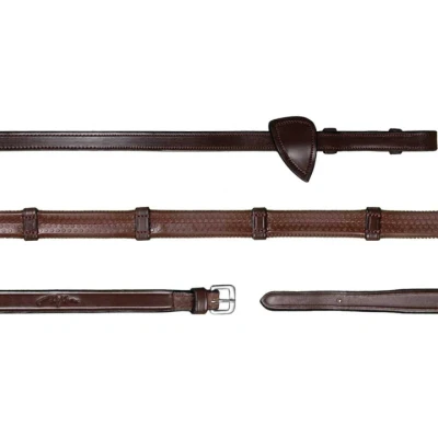 Afbeelding van Dy on 1/2 Rubber Reins With 7 Leather Loops Brown Maat Full