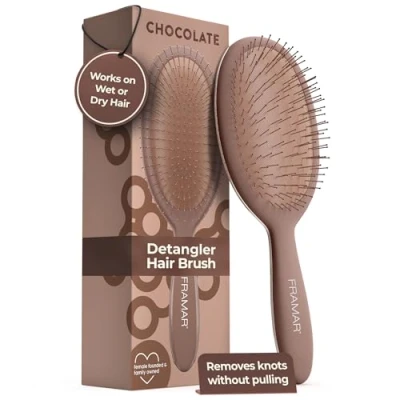 Afbeelding van FRAMAR Haarborstelontklitter Natte haarborstels voor vrouwen, haarborstel dames, haaraccessoires, Cepillos Para Cabello, ontwarren borstel chocolade