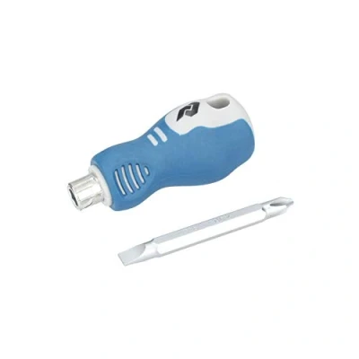 Afbeelding van Ferrestock FSKDES013 Korte schroevendraaier chroom vanadium met dubbele punt, Philips (PH2) en plat (SL6), HRC 56 60, ergonomische handgreep, 2 in 1