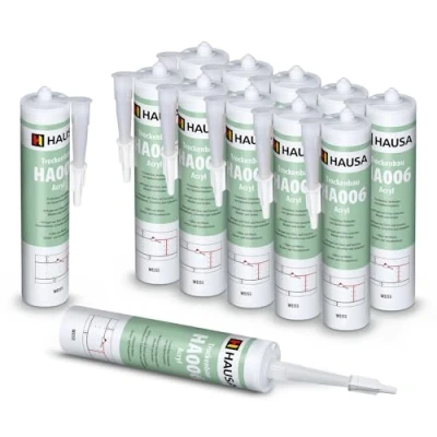 Afbeelding van Hausa Maler acryl HA006 Universeel elastisch kit wit voor toepassingen binnen en buiten, overschilderbaar, geurloos, 12 x 310 ml patroon