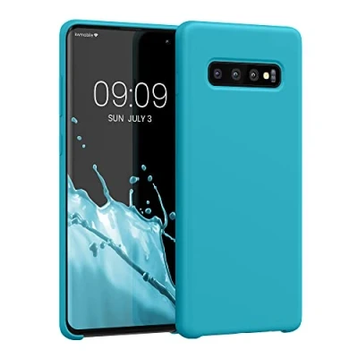 Afbeelding van kwmobile telefoonhoesje geschikt voor Samsung Galaxy S10 Plus / S10+ Hoesje met siliconen coating Smartphone case in ijsblauw
